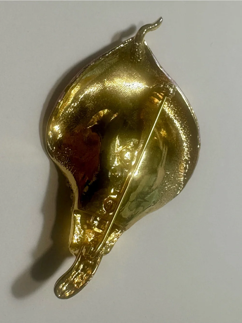 Purple Enamel & Gold Crystal Flower Brooch